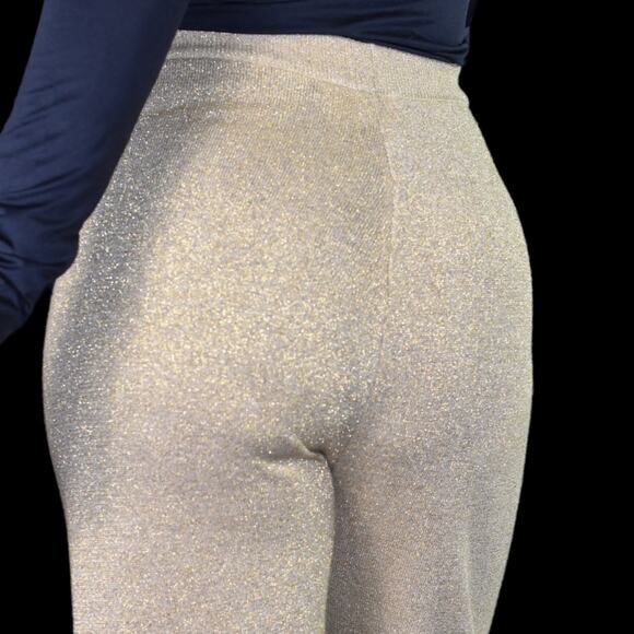 Vintage Cache Pants Gold Metallic Shimmer Straight Palazzo Wide Leg Size Small - Picture 5 of 12